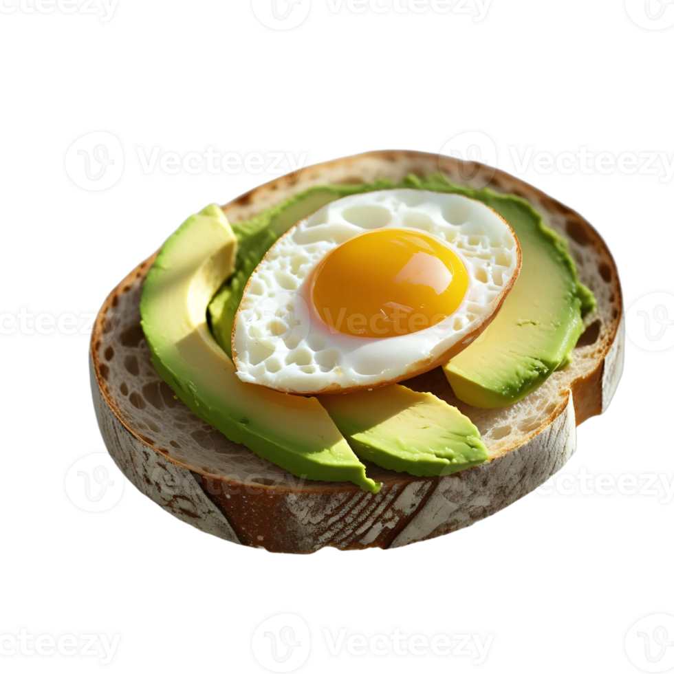 An egg and avocado sandwich on a piece of bread png