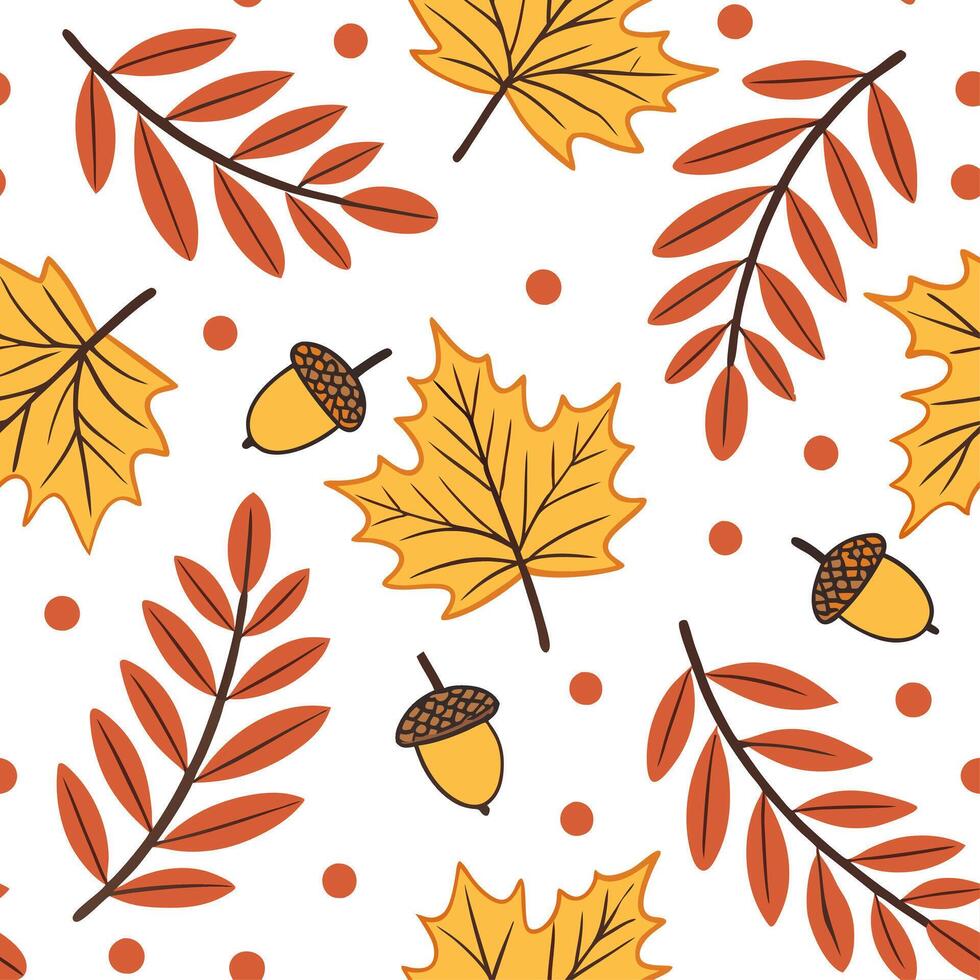 Autumn wreath seamless tile pattern with colorful leaves and seasonal elements concept as Colorful autumn leaves and seasonal elements create a seamless wreath tile pattern for fal Dynamic vector
