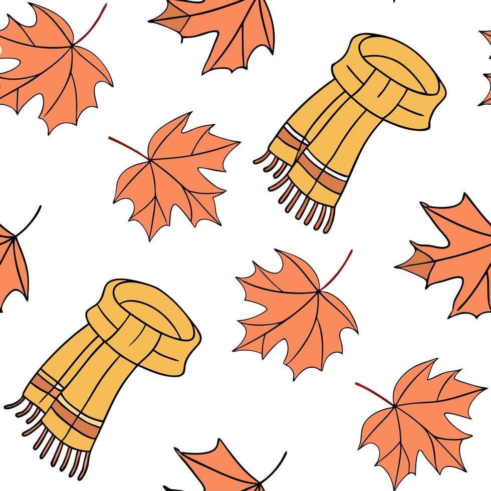 Autumn warmth seamless tile pattern with cozy blankets and golden maple leaves for inviting home decor concept as Cozy blankets and golden maple leaves arranged seamlessly to creat Dynamic Set 18 vector