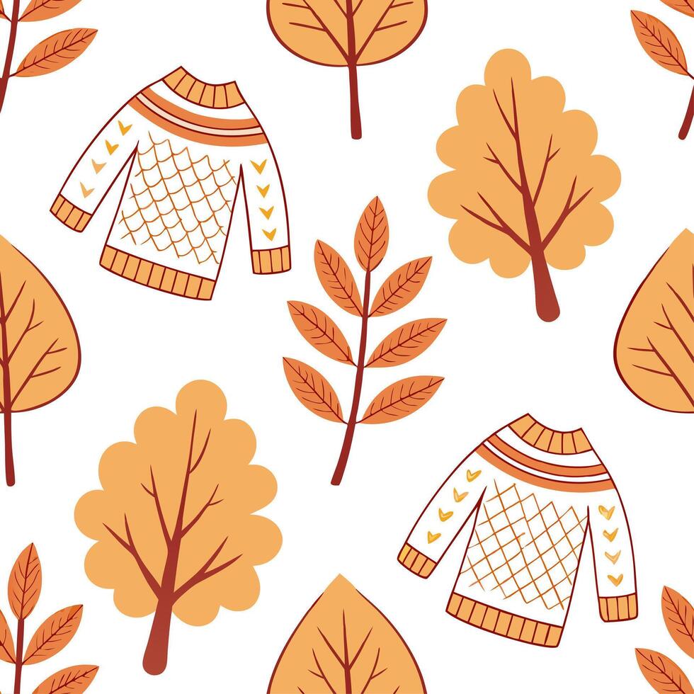Autumn warmth seamless tile pattern with cozy blankets and golden maple leaves for inviting home decor concept as Cozy blankets and golden maple leaves arranged seamlessly to creat Dynamic Set 7 vector