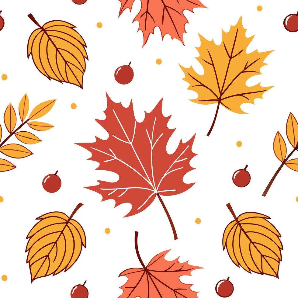 Autumn foliage seamless tile pattern with falling leaves cozy tones and pumpkin spice vibes concept as Falling autumn leaves warm colors and cozy seasonal accents create a seamless Dynamic vector