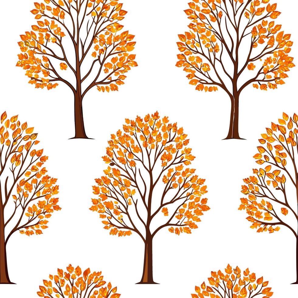 Autumn trees seamless tile pattern with vibrant maple and oak leaves for warm home decor concept as Vibrant maple and oak leaves arranged seamlessly to create warm and inviting aut Dynamic vector