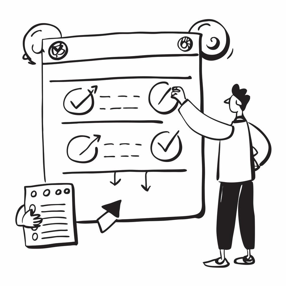 Agile coach with scrum board concept as An agile coachs profile blended with a scrum board representing management coaching and agile methodologies Ideal for corporate and busines Dynamic vector