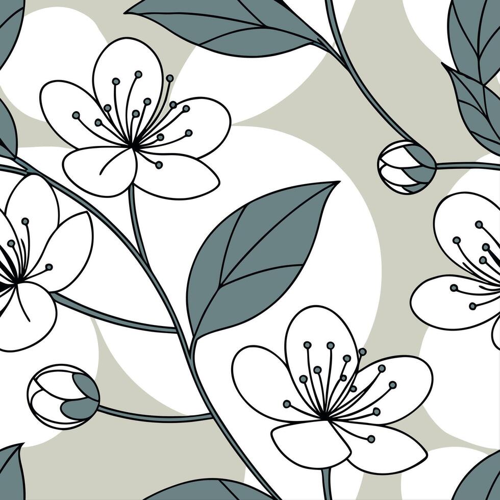 Abstract spring flower seamless pattern with modern geometric shapes for contemporary spaces concept as Abstract flowers with geometric shapes in a seamless tile pattern for modern Dynamic vector