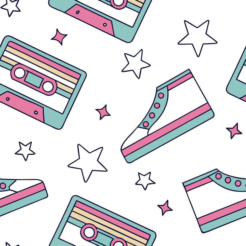 80s vaporwave seamless tile pattern with neon retro illustrations nostalgic synthwave elements concept as Seamless vaporwave tile patterns featuring neon gradients gridlines and 80 Dynamic vector