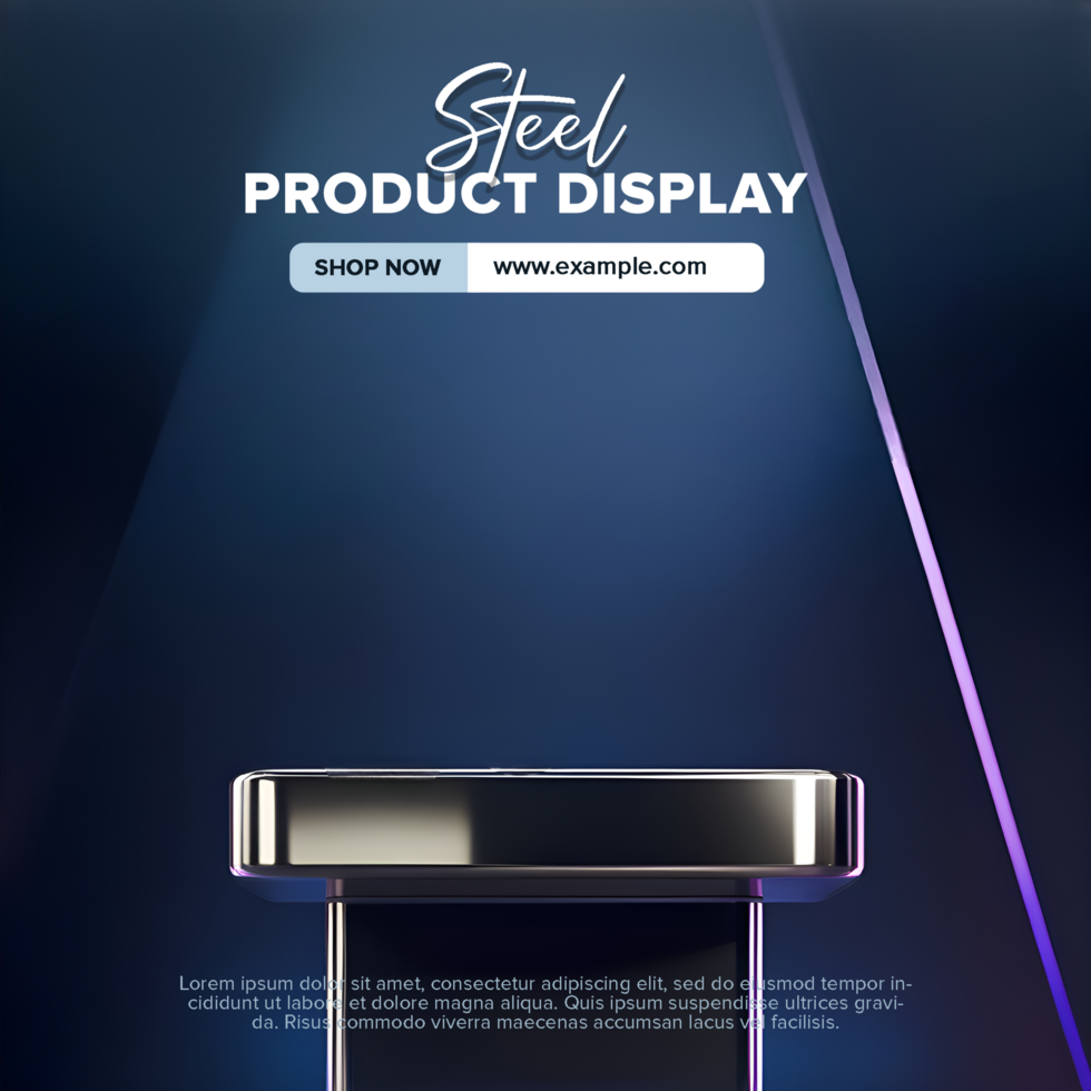 A product display podium with a black background and a blue light psd
