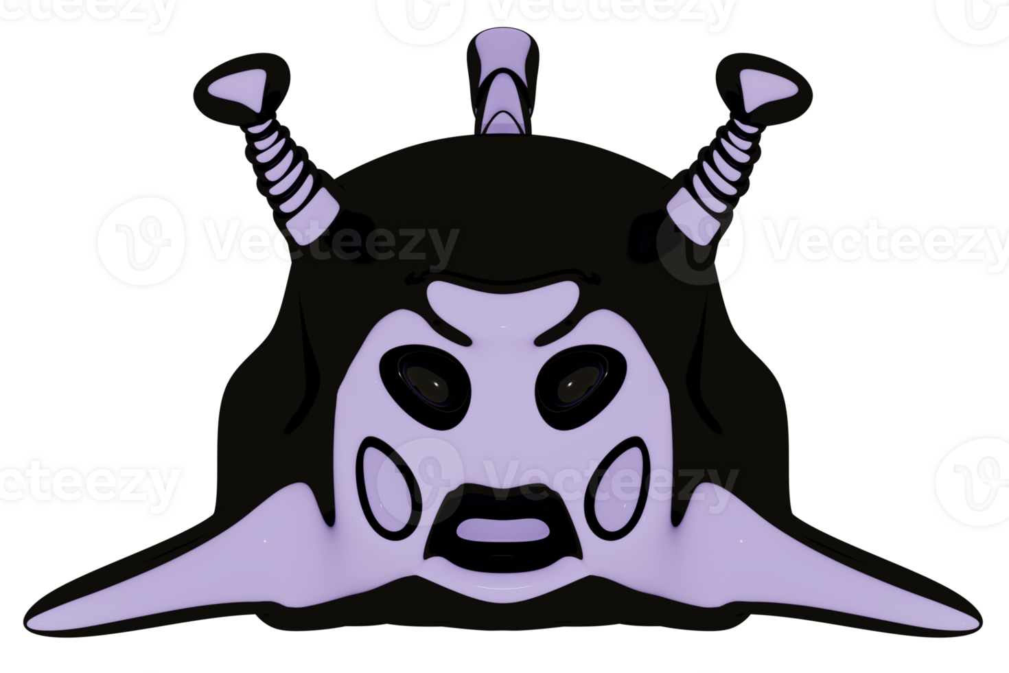 A purple alien with horns on its head png
