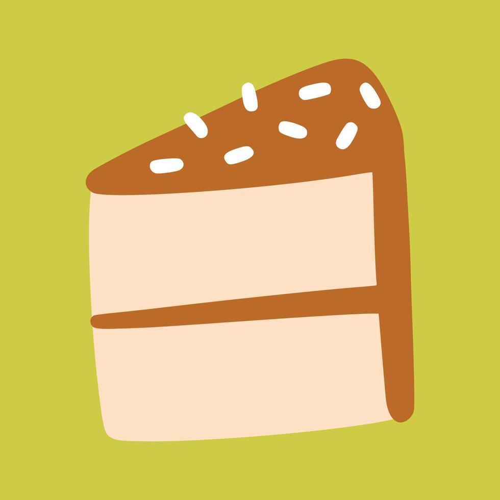 Slice brown cake with children style vector