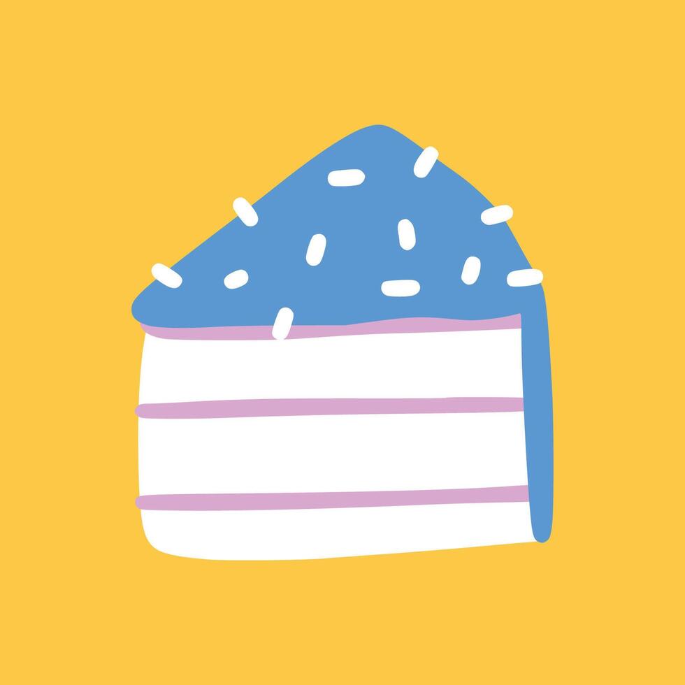 Slice blue cake with children style vector