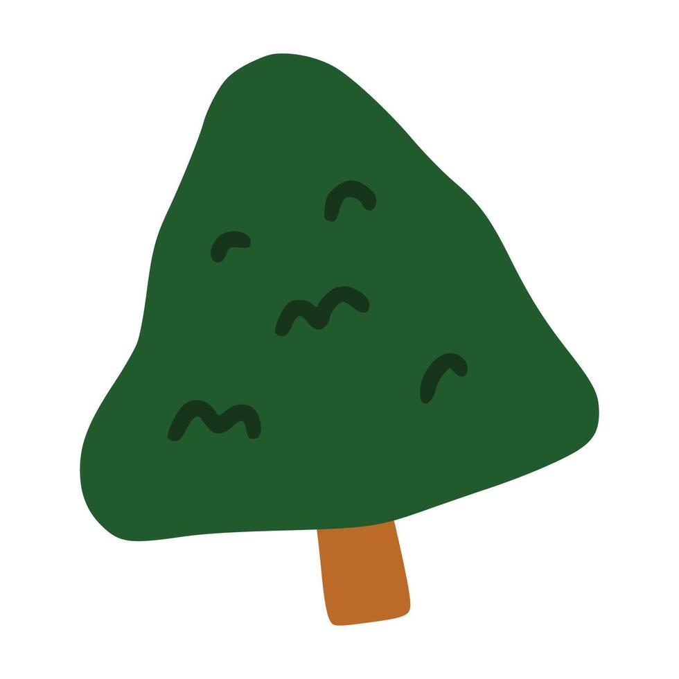 Triangle round pine tree with children style vector