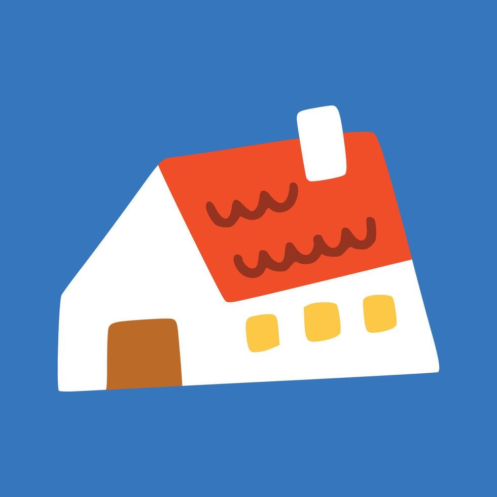 White and Red house with children style vector
