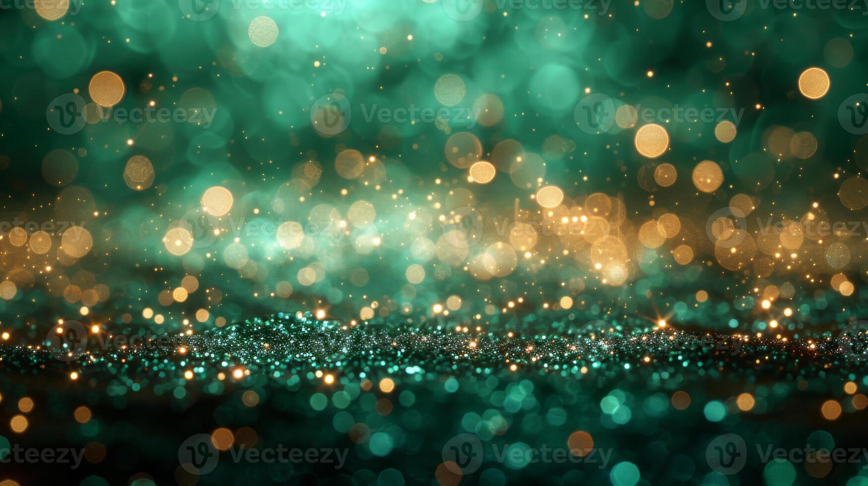 The image is a green background with many small, glowing dots scattered throughout. The dots are of various sizes and colors, creating a sense of movement and energy. Scene is one of excitement photo
