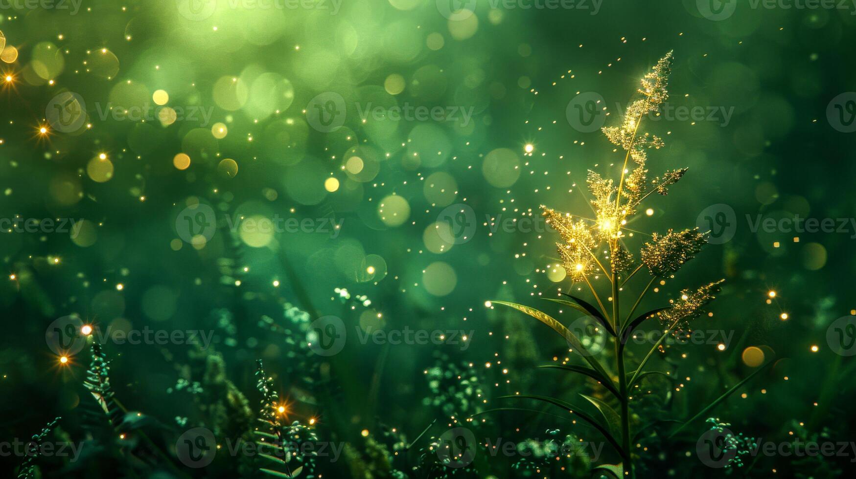 A green background with a sparkler in the middle. The sparkler is surrounded by green and white photo