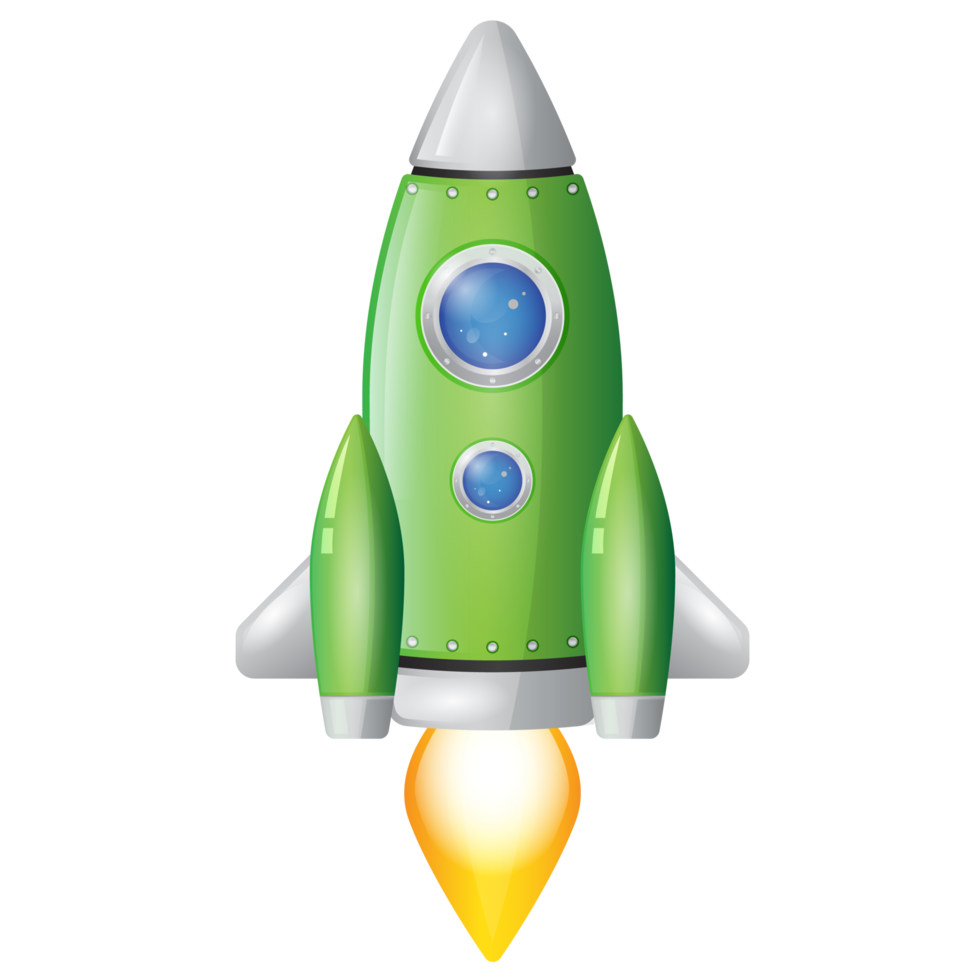 green Rocket Ship Isolated on Transparent Background png