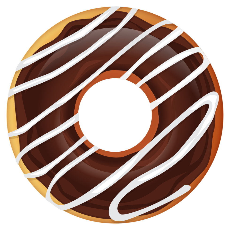 illustration of chocolate donut with vanilla topping png