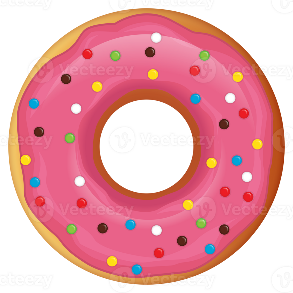 illustration of pink strawberry flavored donuts png
