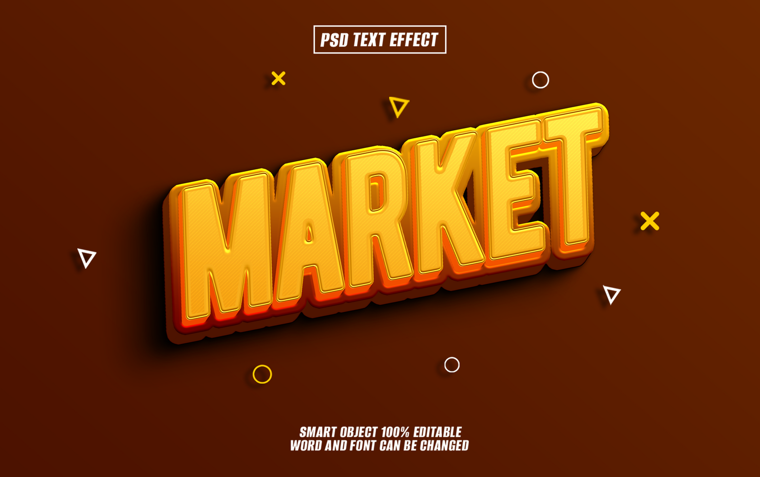 3D MARKET text effect on brown background. psd