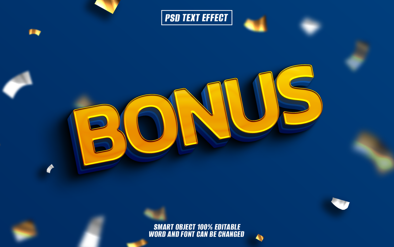 3D text effect BONUS with yellow and blue colors psd