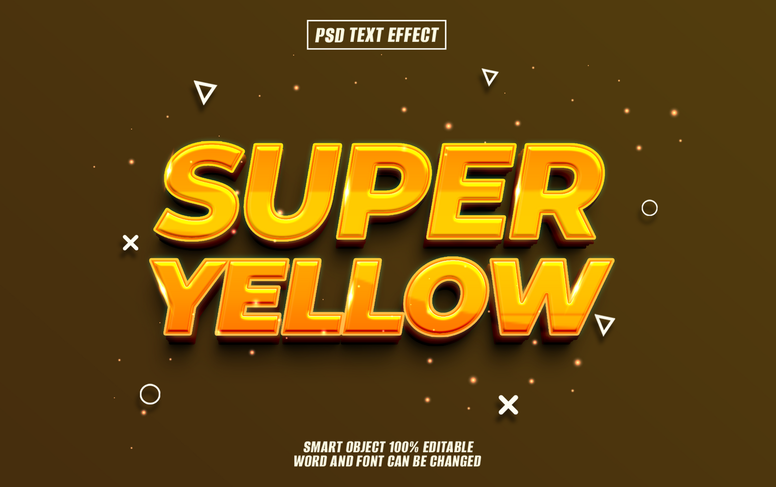 3D yellow text effect Super Yellow on brown background. psd