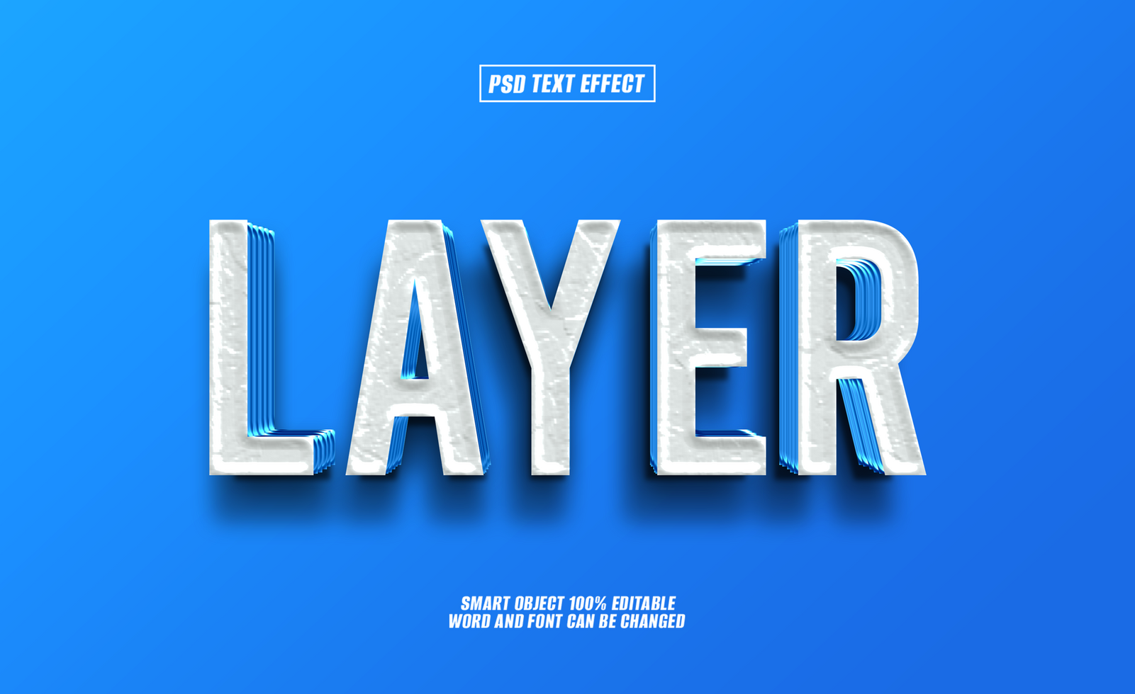 3D text effect LAYER on blue background. psd