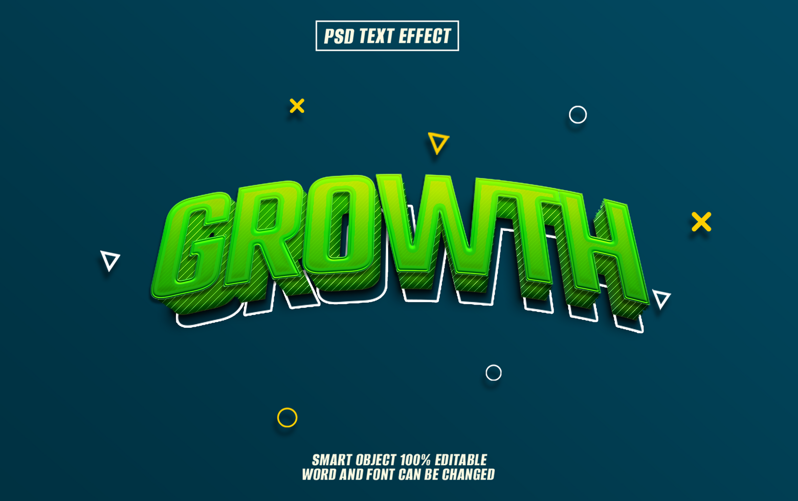 3D green Growth text effect with editable style. psd
