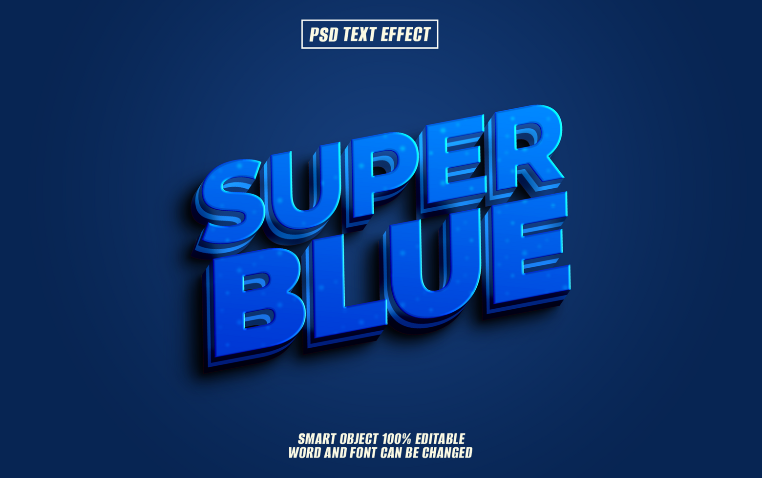 3D text effect design Super Blue text psd