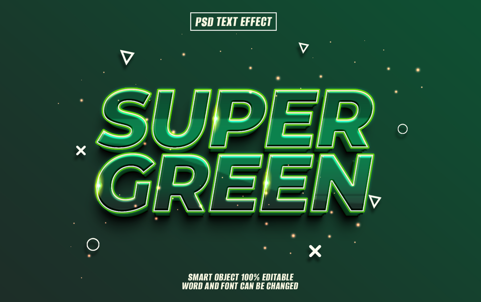 3D text effect Super Green psd