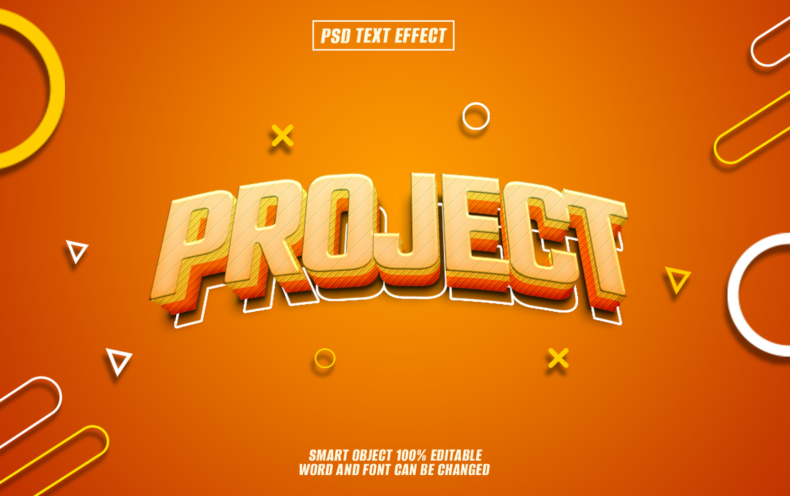 3D Text Effect Project on orange background psd
