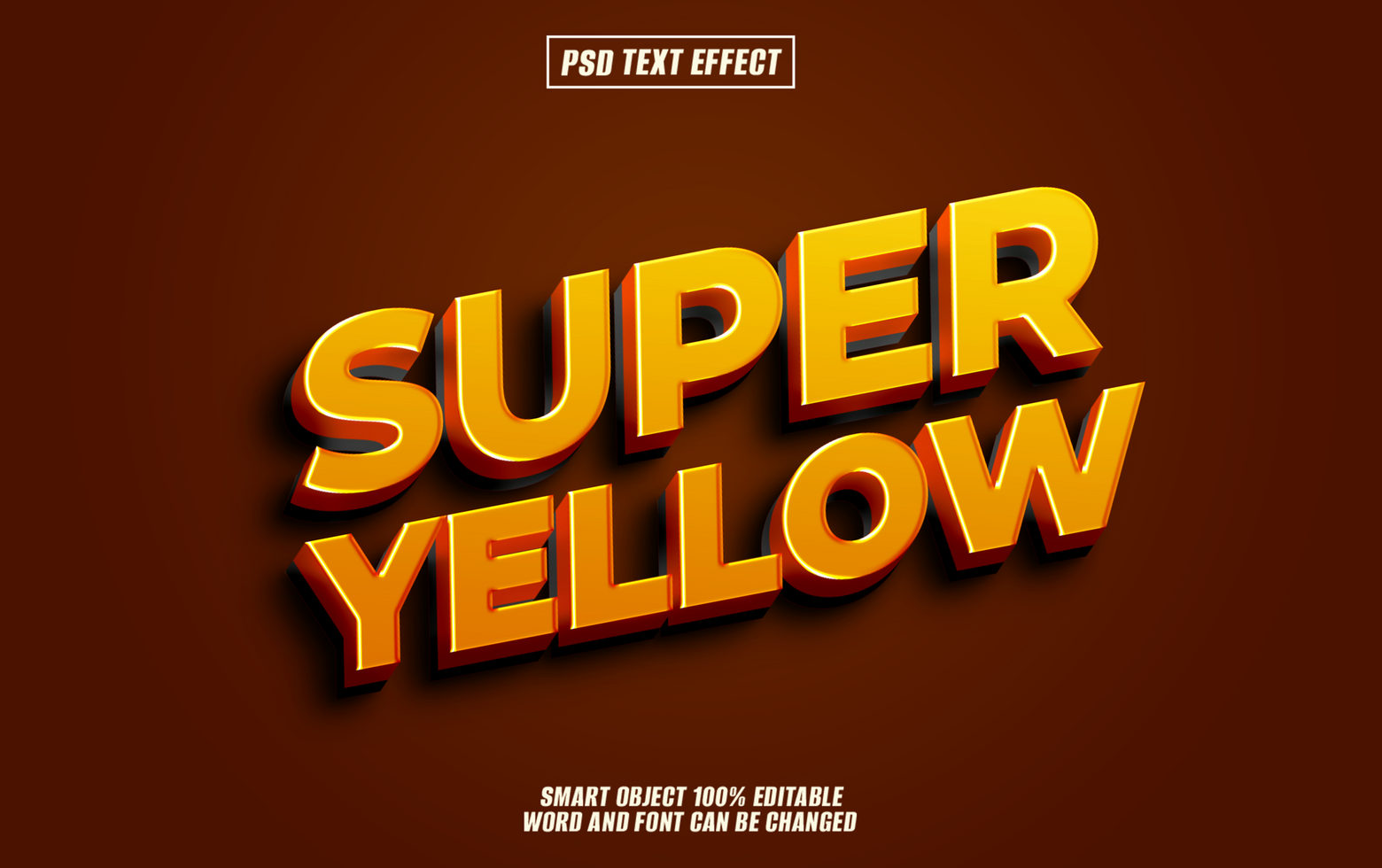 3D text effect Super Yellow in bold, letters psd