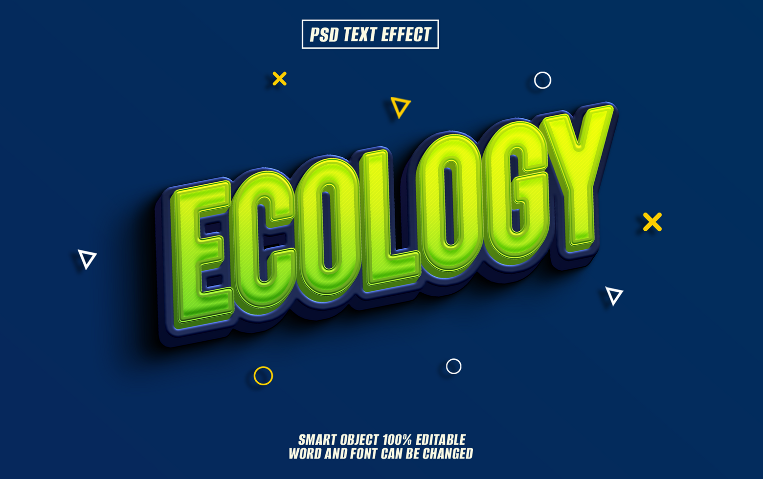 green 3D text effect the word Ecology psd