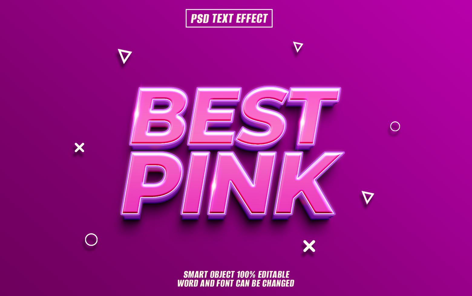 3D pink text effect Best Pink on purple background. psd