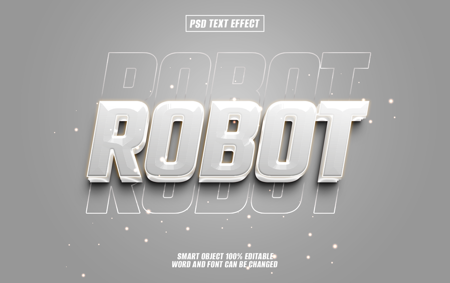 3D glossy white ROBOT text effect. psd