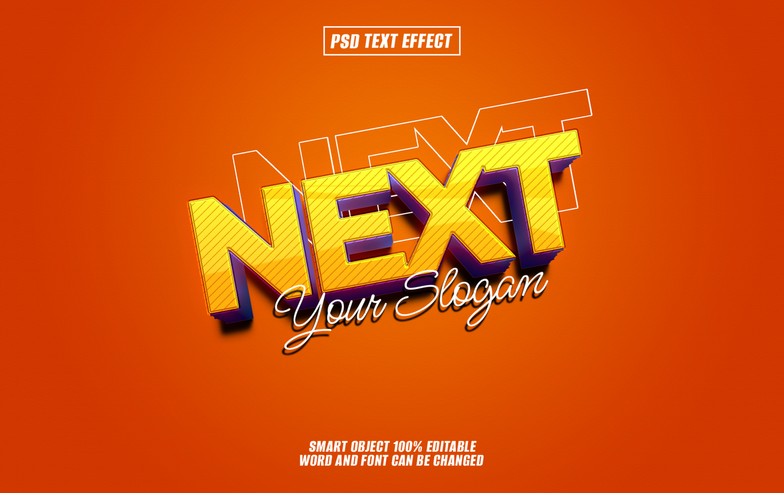 3D text effect NEXT and editable slogan psd