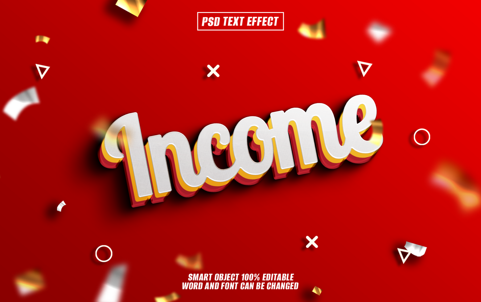 3D gold and red Income text effect psd