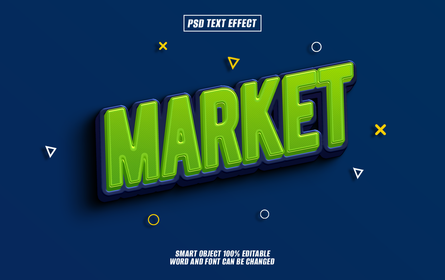 3D text effect MARKET on dark blue background. psd