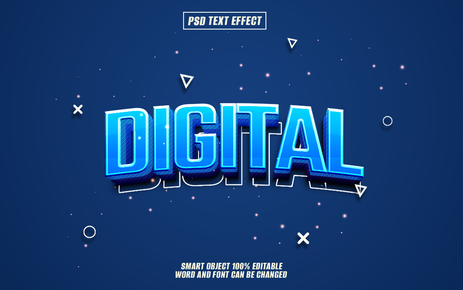 3D digital text effect, editable, blue, modern, stylish, psd