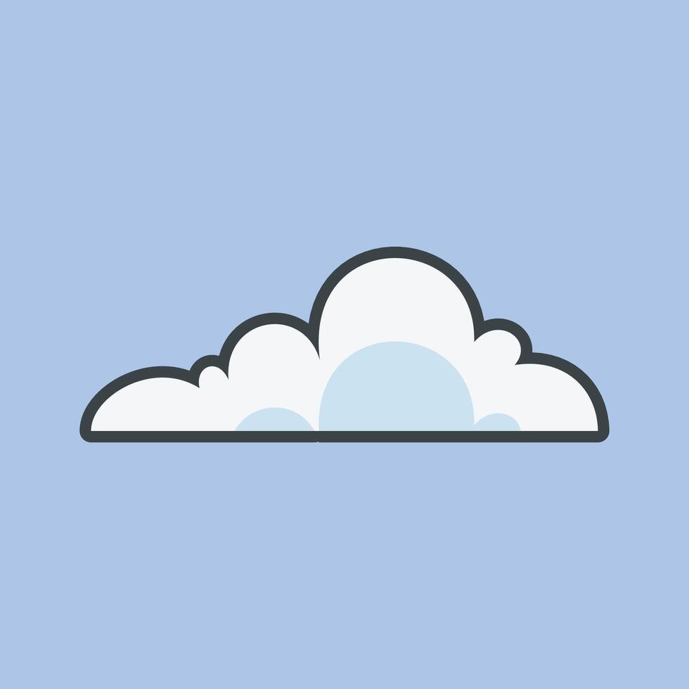 single cloud with outline flat design. vector