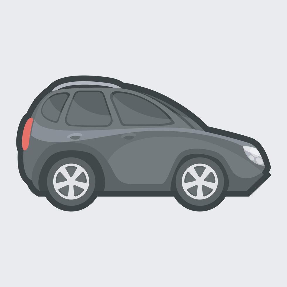 side view black car with outline flat design. vector