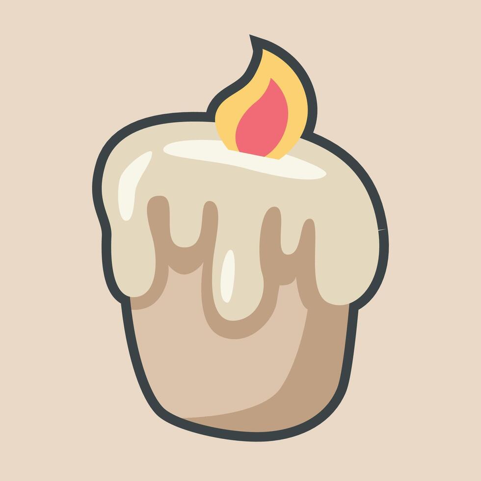 cute candle with outline flat design. vector
