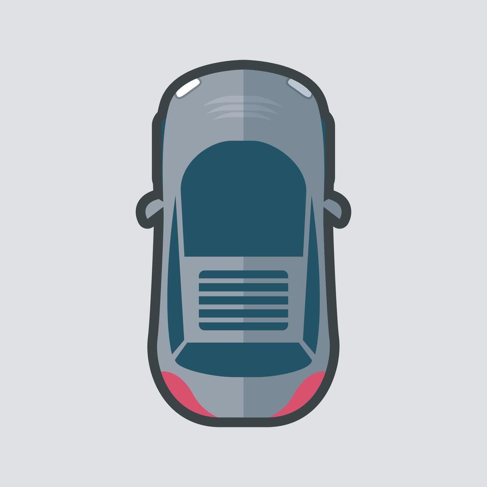 top view dark grey car with outline flat design. vector