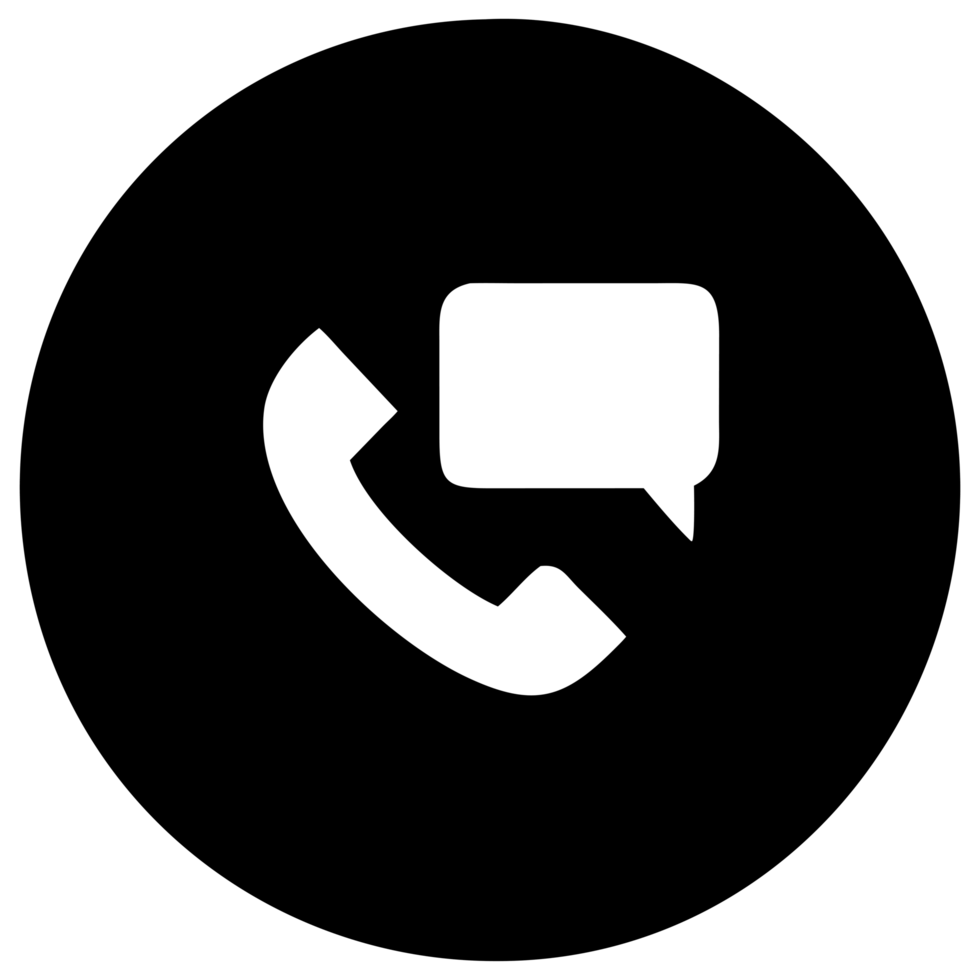 black and white phone icon with speech bubble png