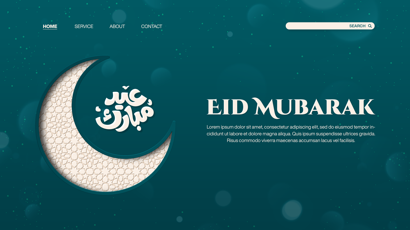 Islamic Background Template Design Eid Mubarak Landing Page For Ramadhan Celebration psd