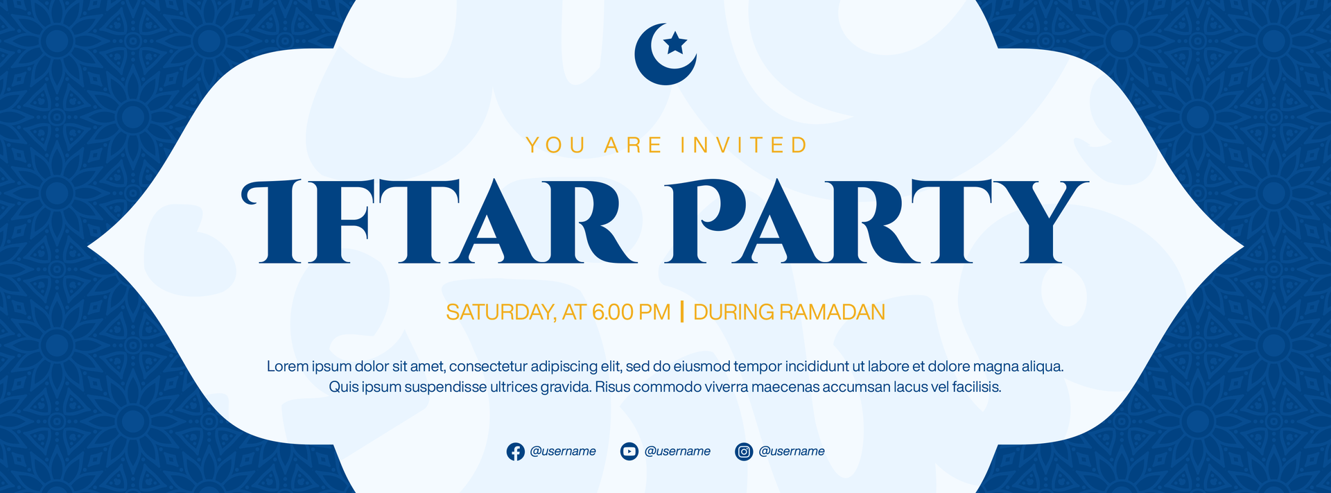 Flat Iftar Party Islamic Ramadan Celebration for social media Cover banner Template Design psd