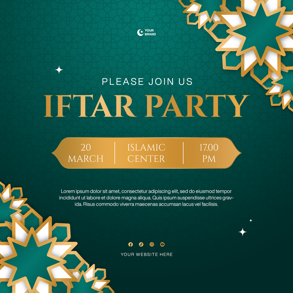 Flat iftar party invitation social media social media post template for islamic ramadan celebration psd