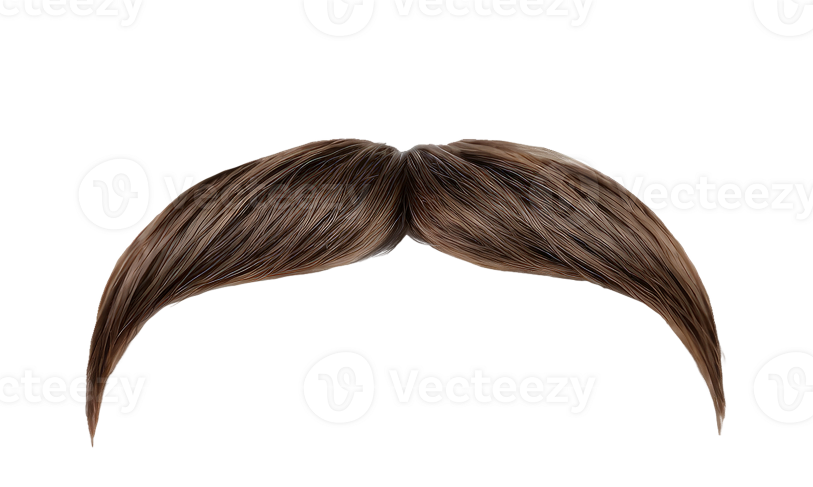 This is a detailed closeup view of a fake mustache on a plain on a transparent background png