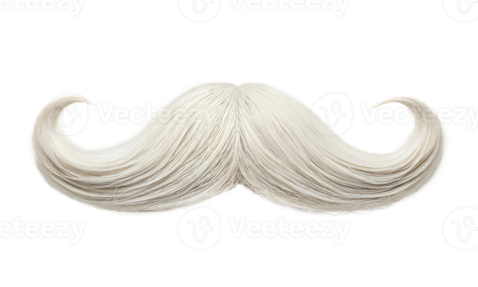 A closeup of a white mustache on a plain transparent background png