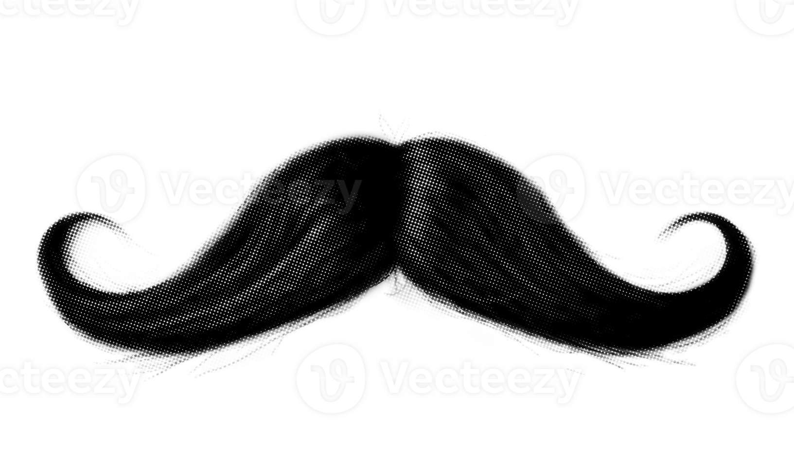 A striking black and white drawing of a mustache on an empty transparent background png