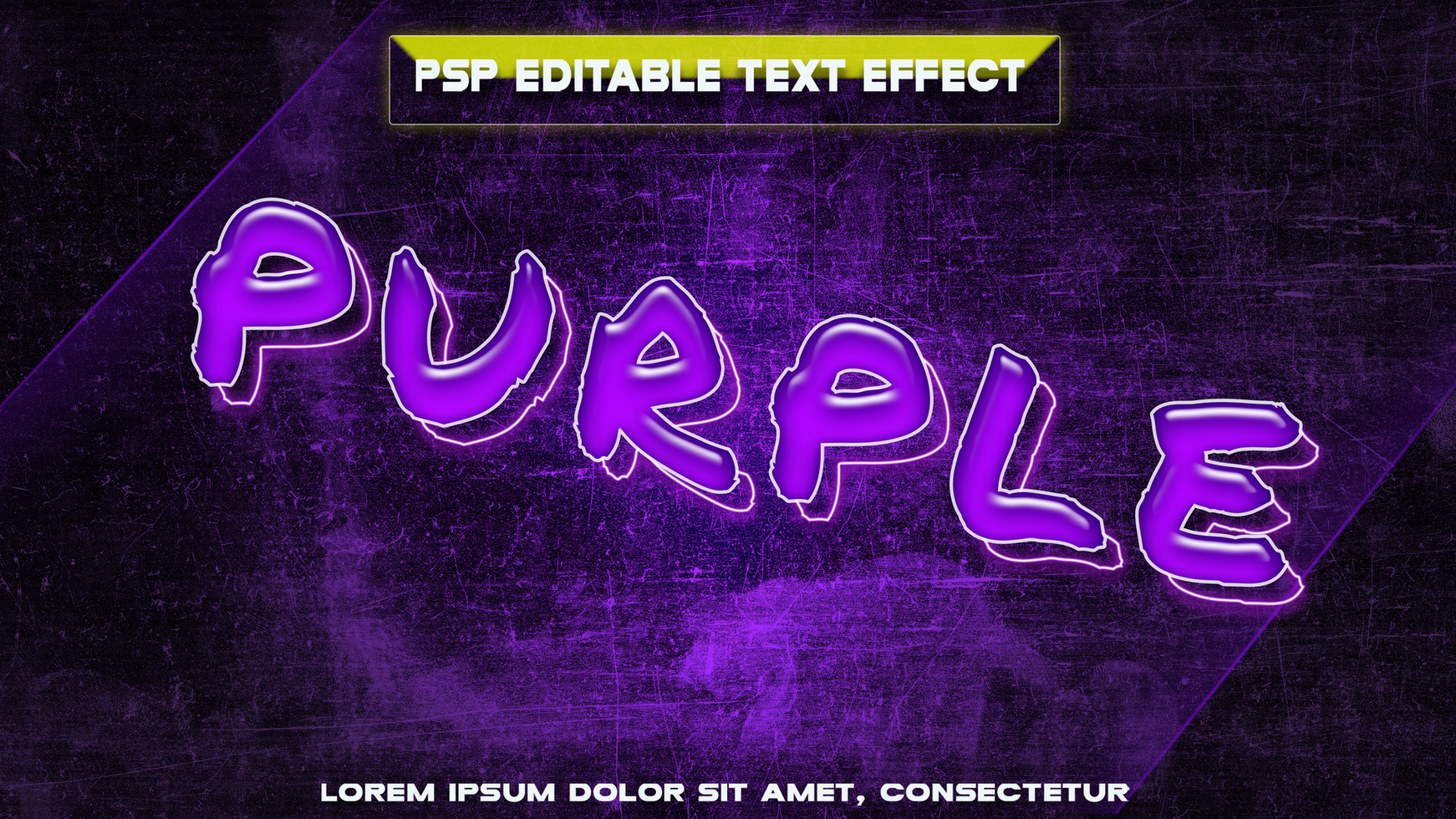 Purple neon 3d letters psd