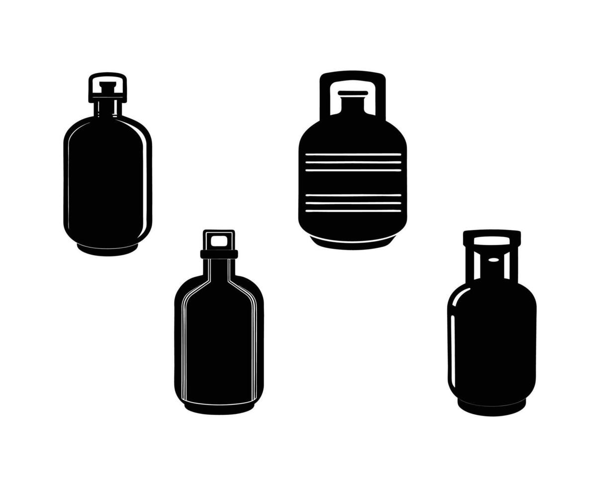 gas bottle bundle set silhouette design vector