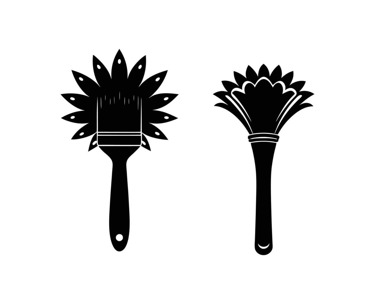 brush bundle set silhouette design vector